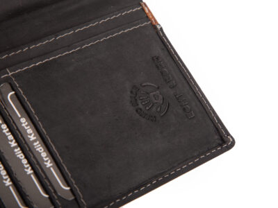 Pionowy portfel męski skórzany szyty ręcznie czarny Ekavale z ochroną RFID - obrazek 6