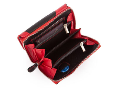 Duży czarno-czerwony portfel damski Franko z miękkiej skóry naturalnej - obrazek 2