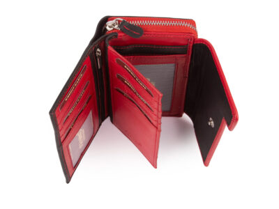 Duży czarno-czerwony portfel damski Franko z miękkiej skóry naturalnej - obrazek 5