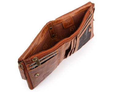 Składany i praktyczny portfel męski skórzany Ekavale brązowy z ochroną RFID - obrazek 4