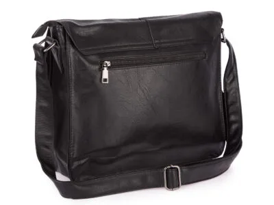 Torba męska na ramię studencka mieszcząca format A4 z klapą, w kolorze czarnym - obrazek 2