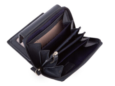 Pojemny granatowy portfel damski Franko skórzany z ochroną kart RFID - obrazek 7