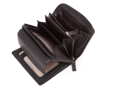 Pojemny czarny portfel damski Franko skórzany z ochroną kart RFID - obrazek 9