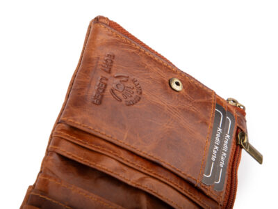 Składany i praktyczny portfel męski skórzany Ekavale brązowy z ochroną RFID - obrazek 6