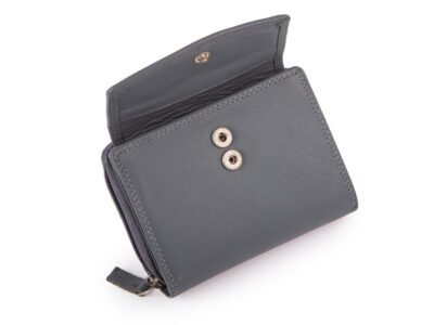 Pojemny szary portfel damski Franko skórzany z ochroną kart RFID - obrazek 3