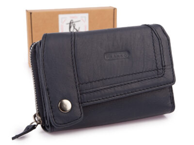 Duży granatowy portfel damski Franko z miękkiej skóry naturalnej - obrazek 1