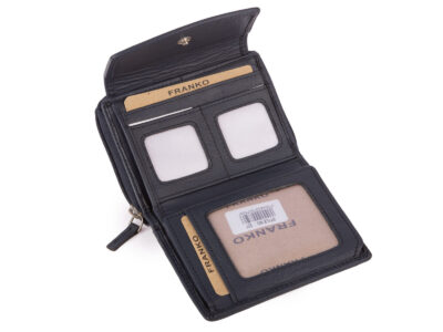 Pojemny granatowy portfel damski Franko skórzany z ochroną kart RFID - obrazek 4