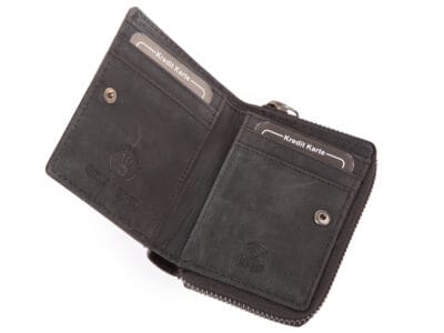Mały portfel męski skórzany Ekavale w stylu vintage - czarny z RFID - obrazek 3
