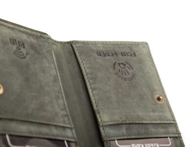 Mały portfel męski skórzany Ekavale w stylu vintage - zielony z RFID - obrazek 4