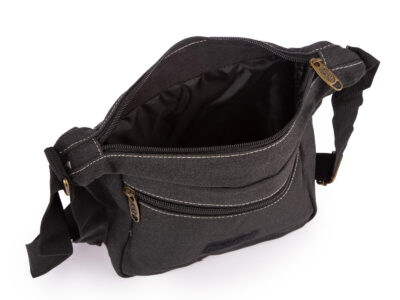 Torba męska na ramię  w stylu vintage z canvasu szara ORMI - obrazek 5