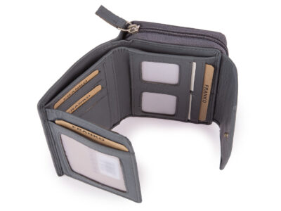 Pojemny szary portfel damski Franko skórzany z ochroną kart RFID - obrazek 2