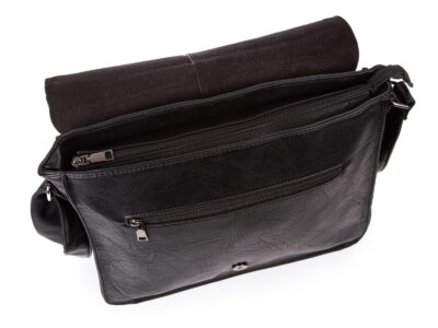 Torba męska na ramię studencka mieszcząca format A4 z klapą, w kolorze czarnym - obrazek 4