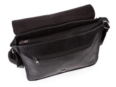 Torba męska na ramię studencka mieszcząca format A4 z klapą, w kolorze czarnym - obrazek 4