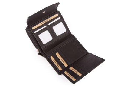 Pojemny czarny portfel damski Franko skórzany z ochroną kart RFID - obrazek 5