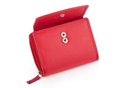 Pojemny czerwony portfel damski Franko skórzany z ochroną kart RFID - obrazek 3