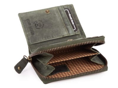 Mały portfel męski skórzany Ekavale w stylu vintage - zielony z RFID - obrazek 2
