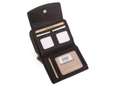 Pojemny czarny portfel damski Franko skórzany z ochroną kart RFID - obrazek 4