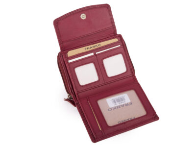 Pojemny bordowy portfel damski Franko skórzany z ochroną kart RFID - obrazek 4