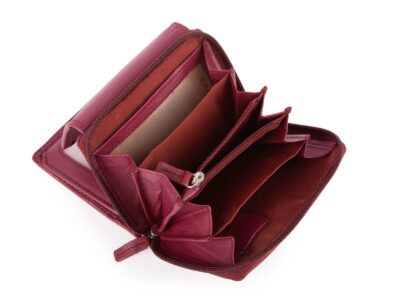 Pojemny bordowy portfel damski Franko skórzany z ochroną kart RFID - obrazek 7