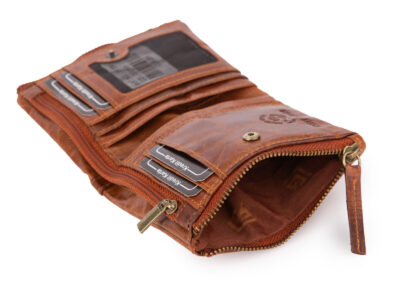 Składany i praktyczny portfel męski skórzany Ekavale brązowy z ochroną RFID - obrazek 7
