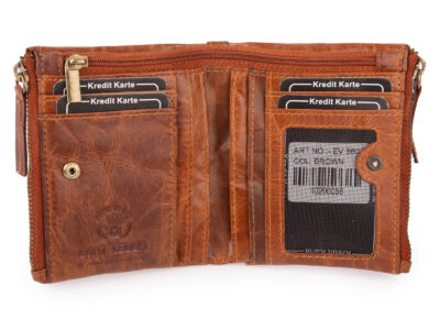 Składany i praktyczny portfel męski skórzany Ekavale brązowy z ochroną RFID - obrazek 3
