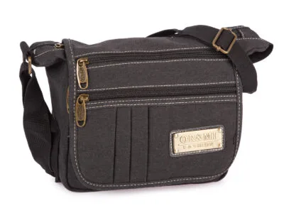 Torba męska na ramię  w stylu vintage z canvasu szara ORMI