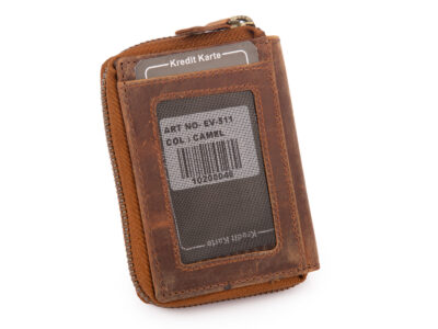 Mały portfel męski skórzany Ekavale w stylu vintage - brązowy z RFID - obrazek 6