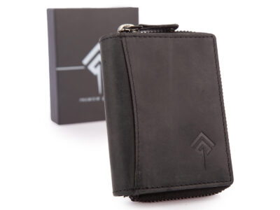 Mały portfel męski skórzany Ekavale w stylu vintage - czarny z RFID