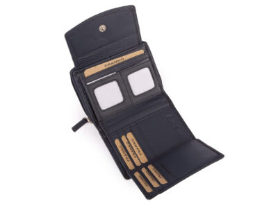 Pojemny granatowy portfel damski Franko skórzany z ochroną kart RFID - obrazek 5