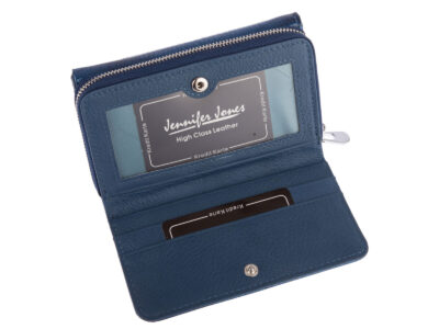 Jennifer Jones Duży Portfel damski niebieski lakierowany z zamkiem - obrazek 6