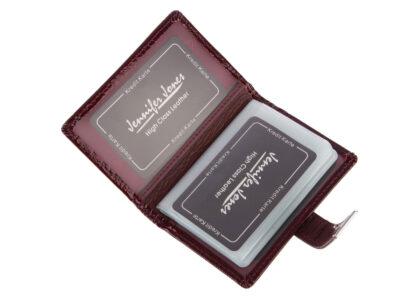 Eleganckie Etui Na Karty Damskie Lakierowane w Kolorze Burgundowym - obrazek 3