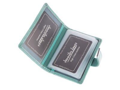 Eleganckie Etui Na Karty Damskie Lakierowane w Kolorze Turkusowym - obrazek 2