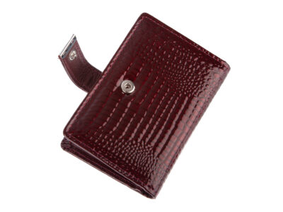 Eleganckie Etui Na Karty Damskie Lakierowane w Kolorze Burgundowym - obrazek 4