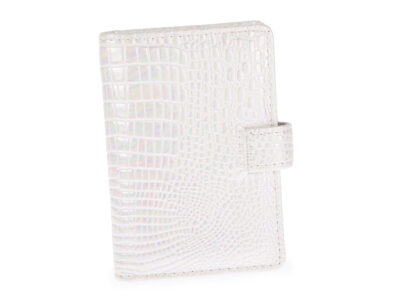 Eleganckie Etui Na Karty Damskie Lakierowane w Kolorze Białym Perłowym - obrazek 2