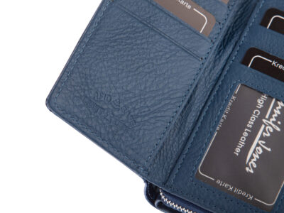 Jennifer Jones Duży Portfel damski niebieski lakierowany z zamkiem - obrazek 5