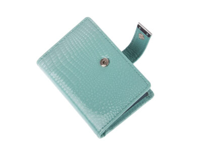 Eleganckie Etui Na Karty Damskie Lakierowane w Kolorze Turkusowym - obrazek 3