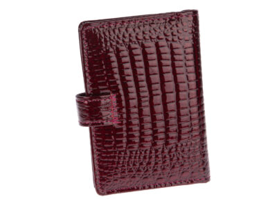 Eleganckie Etui Na Karty Damskie Lakierowane w Kolorze Burgundowym - obrazek 5