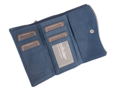 Jennifer Jones Duży Portfel damski niebieski lakierowany z zamkiem - obrazek 3