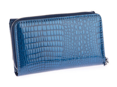 Jennifer Jones Duży Portfel damski niebieski lakierowany z zamkiem - obrazek 2