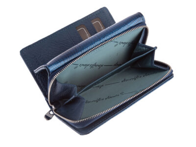 Jennifer Jones Duży Portfel damski niebieski lakierowany z zamkiem - obrazek 7