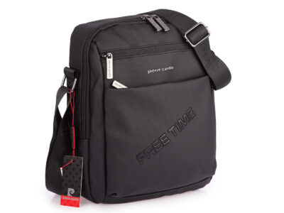 Elegancka torba męska z długim paskiem na ramię czarna Pierre Cardin - obrazek 1