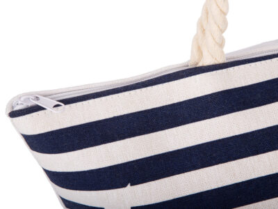 Torba plażowa z uchwytami ze sznurków granatowa z kotwicą Bellugio - obrazek 3