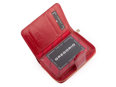 Portfel damski czerwony lakierowany z wzorkiem w motylki RFID Gregorio - obrazek 5