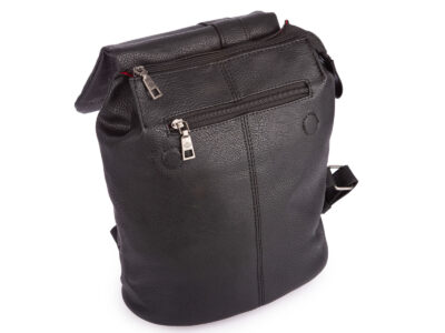 Czarny mały plecak damski miejski z miękkiej skóry ekologicznej z klapką - obrazek 6