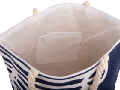 Torba plażowa z uchwytami ze sznurków granatowa z kotwicą Bellugio - obrazek 6