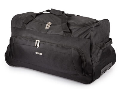 Czarna duża torba podróżna na kółkach ze stelażem i wyciaganą rączką Bellugio - obrazek 2