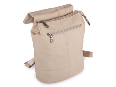 Beżowy mały plecak damski miejski z miękkiej skóry ekologicznej z klapką - obrazek 6