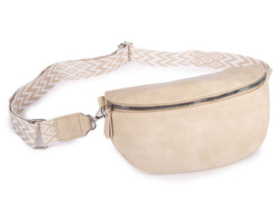 Beżowa saszetka damska nerka na ramię z miękkiej skóry ekologicznej Jennifer Jones