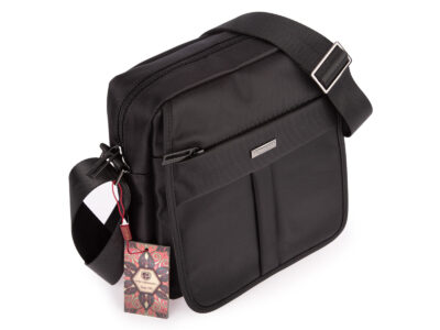 Torba męska na ramię elegancka średnia materiałowa czarna Peterson - obrazek 3