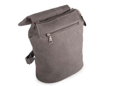 Szary mały plecak damski miejski z miękkiej skóry ekologicznej z klapką - obrazek 7